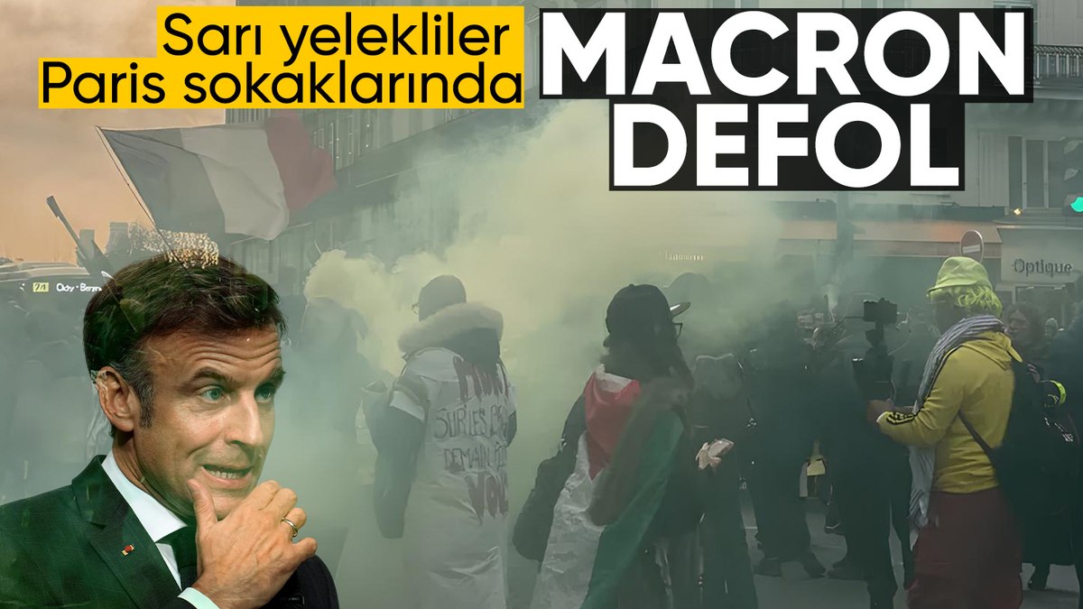 Fransa’da sarı yeleklilerin yürüyüşünde “Macron istifa” sloganları atıldı